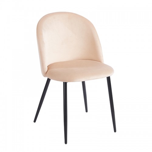 RIO BEIGE VELVET ΥΦΑΣΜΑ ΚΑΡΕΚΛΑ ΜΕΤΑΛΛΙΚΗ 50X52X81εκ. Τραπεζαρία