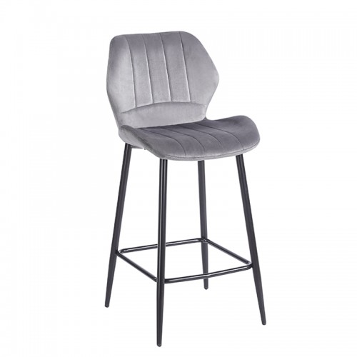 DYLAN GREY VELVET ΥΦΑΣΜΑ 65εκ. ΣΚΑΜΠΟ ΜΕΤΑΛΛΙΚΟ 46X45X65-95εκ. Τραπεζαρία