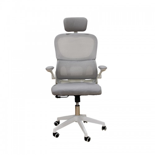 A9935 WHITE-GREY MESH ΚΑΡΕΚΛΑ ΓΡΑΦΕΙΟΥ 62Χ64Χ42-114-52-125εκ. Έπιπλα Γραφείου