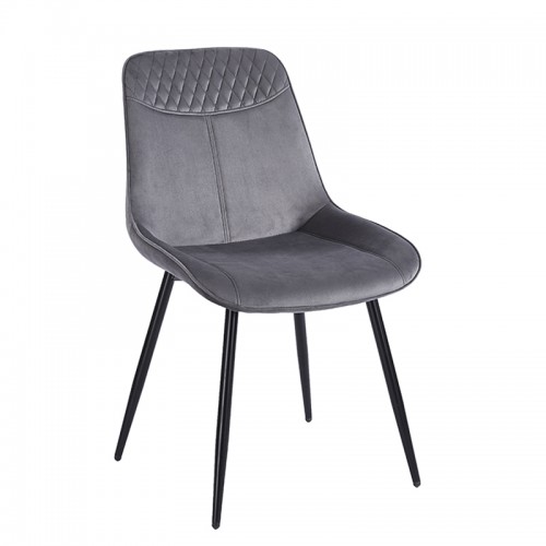 TEREA GREY VELVET ΥΦΑΣΜΑ ΚΑΡΕΚΛΑ ΜΕΤΑΛΛΙΚΗ 51X58X87εκ. Τραπεζαρία