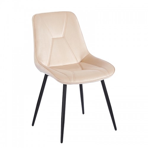 SILVIA BEIGE VELVET ΥΦΑΣΜΑ ΚΑΡΕΚΛΑ ΜΕΤΑΛΛΙΚΗ 51X58X87εκ. Τραπεζαρία