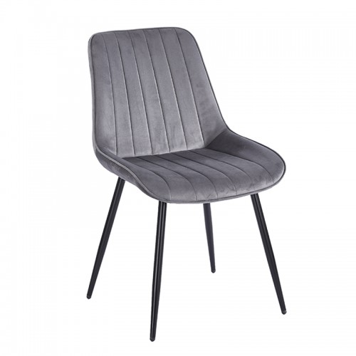 BONY GREY VELVET ΥΦΑΣΜΑ ΚΑΡΕΚΛΑ ΜΕΤΑΛΛΙΚΗ 51X58X87εκ. Τραπεζαρία