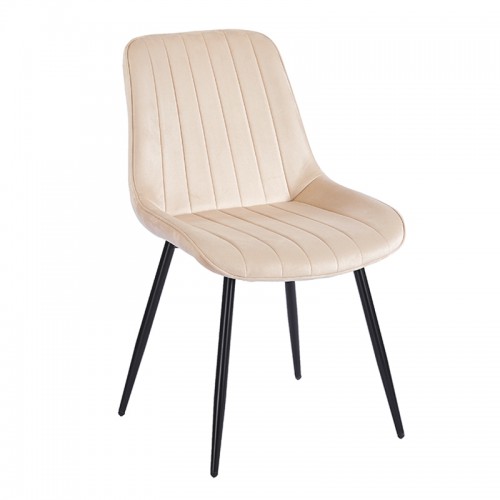 BONY BEIGE VELVET ΥΦΑΣΜΑ ΚΑΡΕΚΛΑ ΜΕΤΑΛΛΙΚΗ 51X58X87εκ. Τραπεζαρία