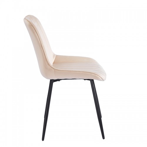 BONY BEIGE VELVET ΥΦΑΣΜΑ ΚΑΡΕΚΛΑ ΜΕΤΑΛΛΙΚΗ 51X58X87εκ. Τραπεζαρία