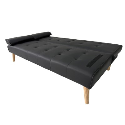 MERYL BLACK PU ΚΑΝΑΠΕΣ ΚΡΕΒΑΤΙ 170X81X74εκ. Σαλόνι