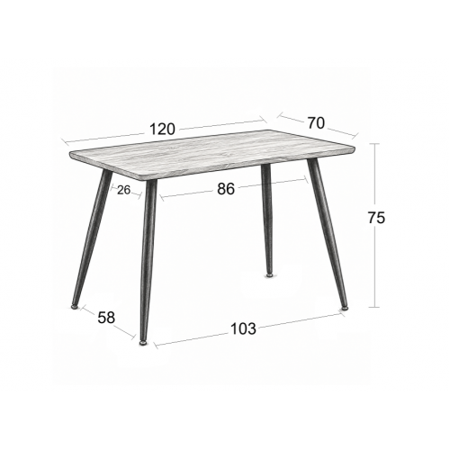 DALAS SONOMA 120Χ70Χ75εκ.ΤΡΑΠΕΖΙ Σαλόνι